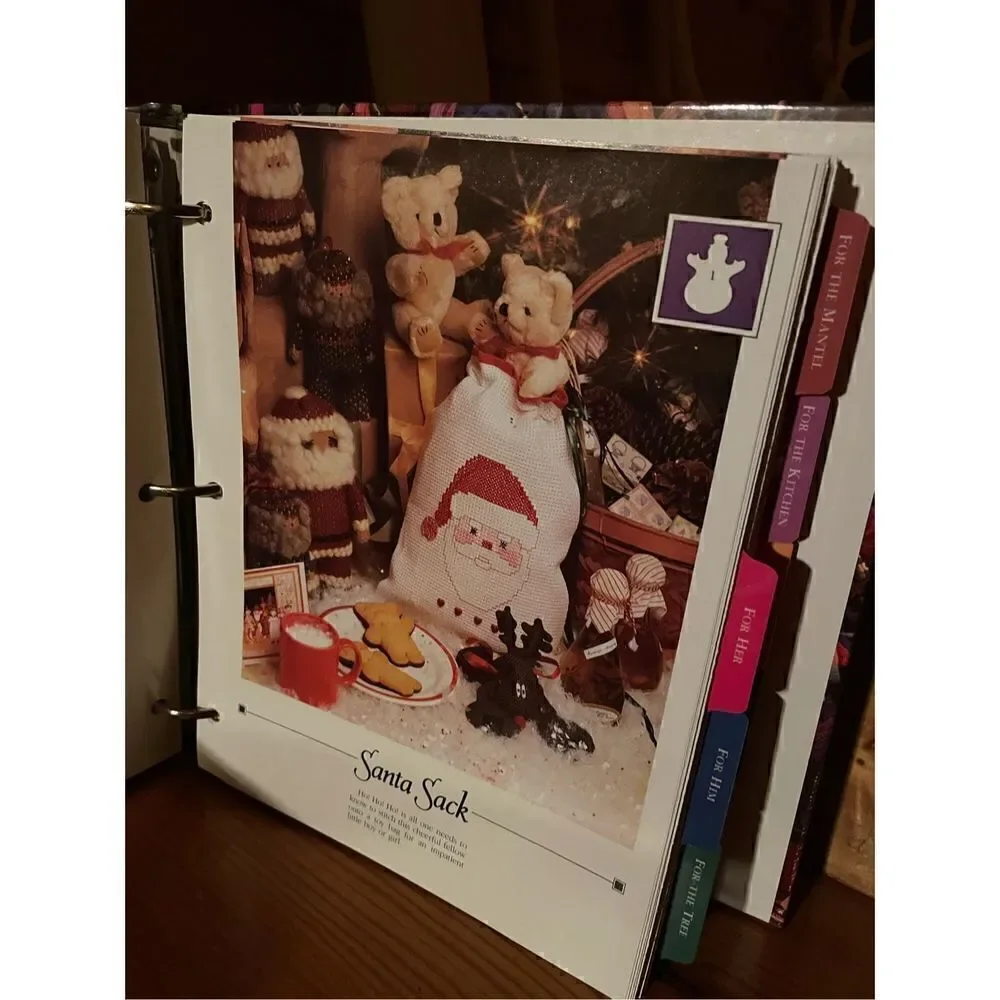 Vanessa Ann Christmas Cross-Stitch Patterns Binder Vintage Holiday Craft 1990s